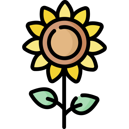 Illustration of a sunflower with leaves