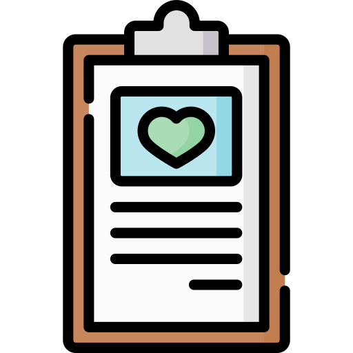 Clipboard with heart and checklist icon